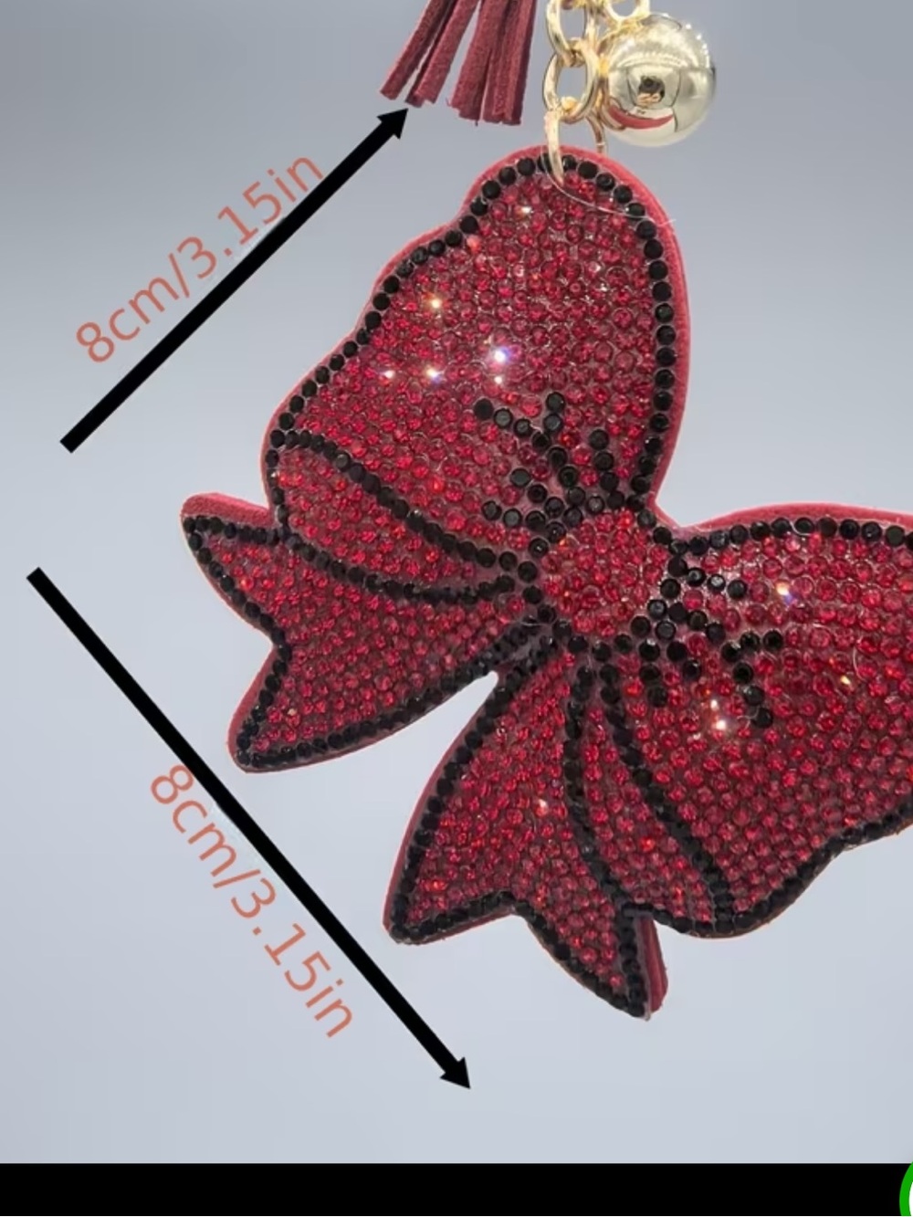 Red Bow rhinestone purse charm/ keychain! - Picture 3 of 3